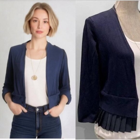 Tommy Hilfiger Blue Cardigan Peplum Open - Picture 1 of 14